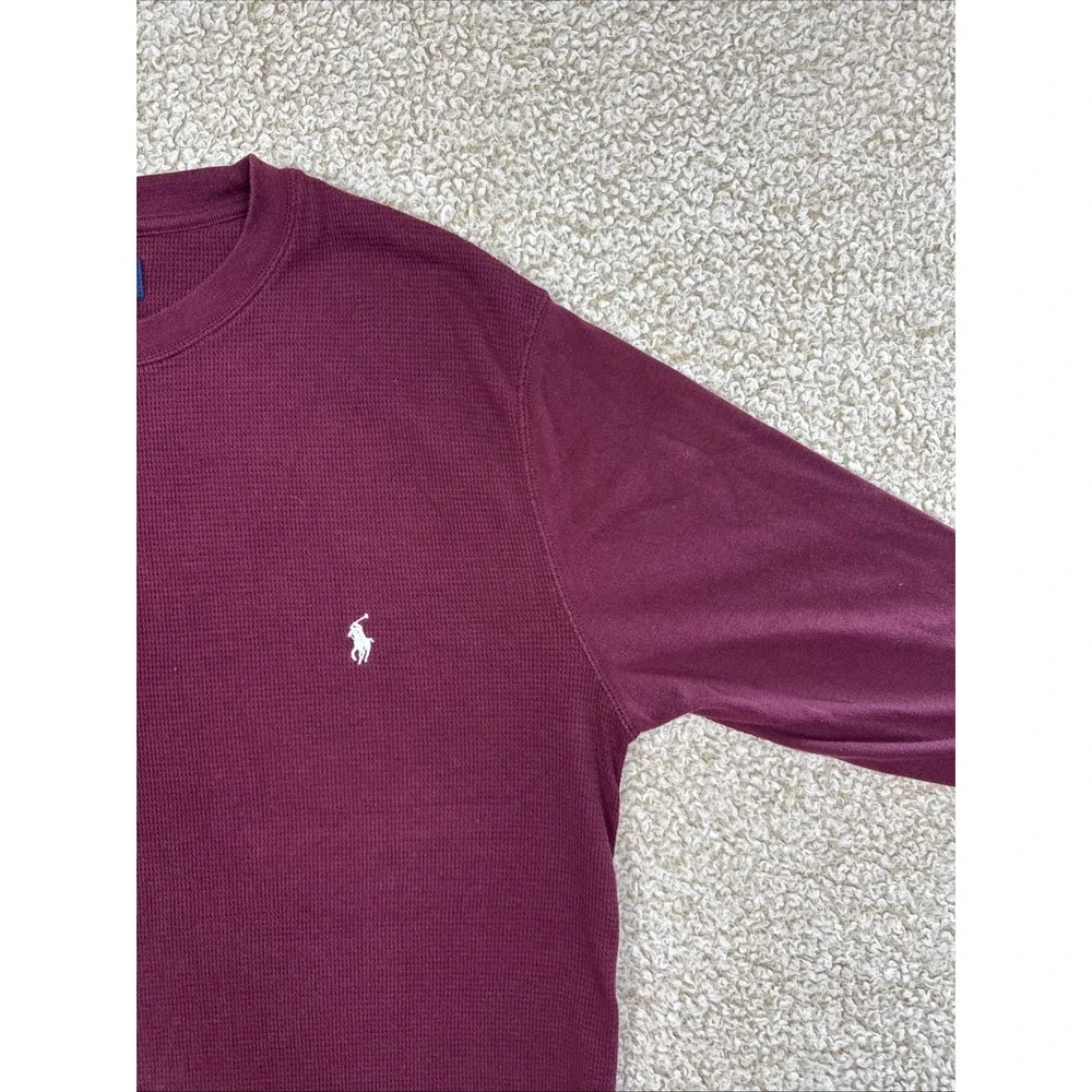 Polo Ralph Lauren Men's Burgundy Waffle Knit L/S Thermal Shirt Sleepwear L